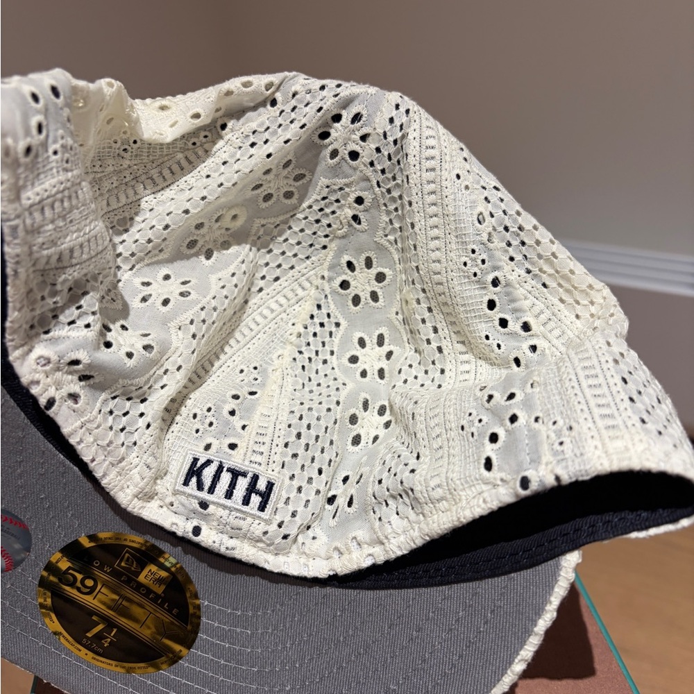 Kith Cream and Navy Eyelet Lace Baseball Cap - Picture 6 of 7